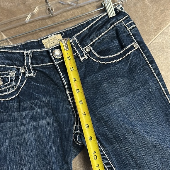LA idol Y2K ladies western  7 boot cut Jean with bling pockets thick thread - Picture 13 of 16